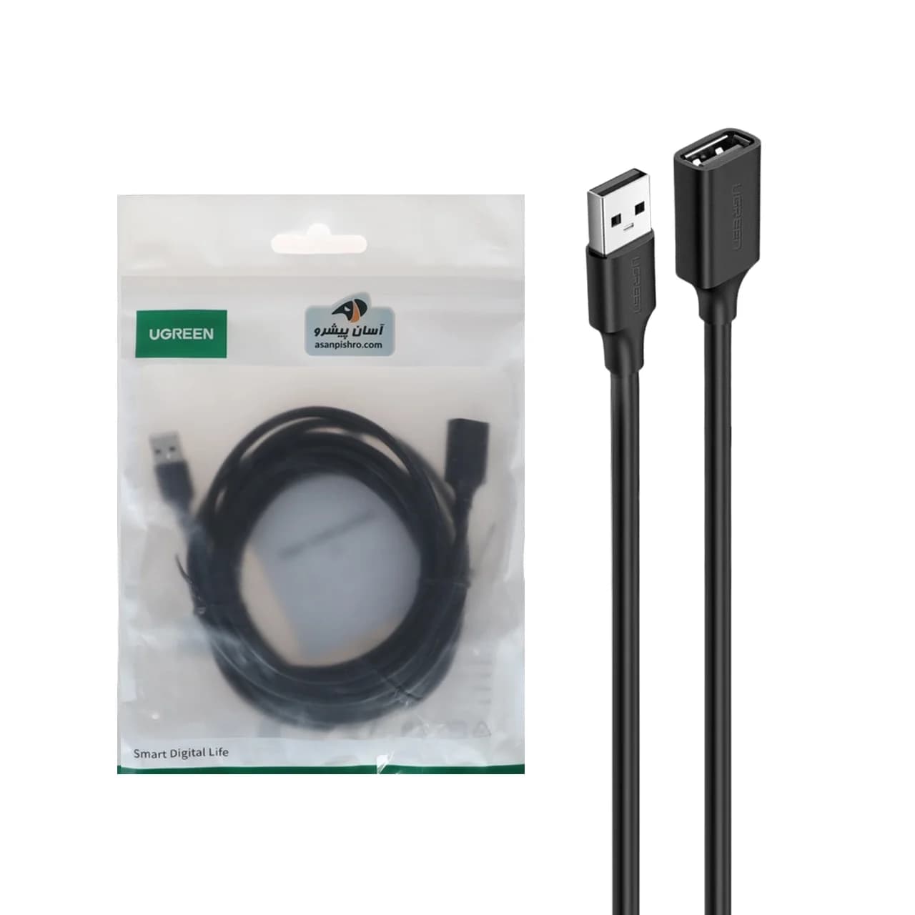 کابل افزایش طول سه متری UGREEN USB2.0 مدل US103 – مشکی(10317)