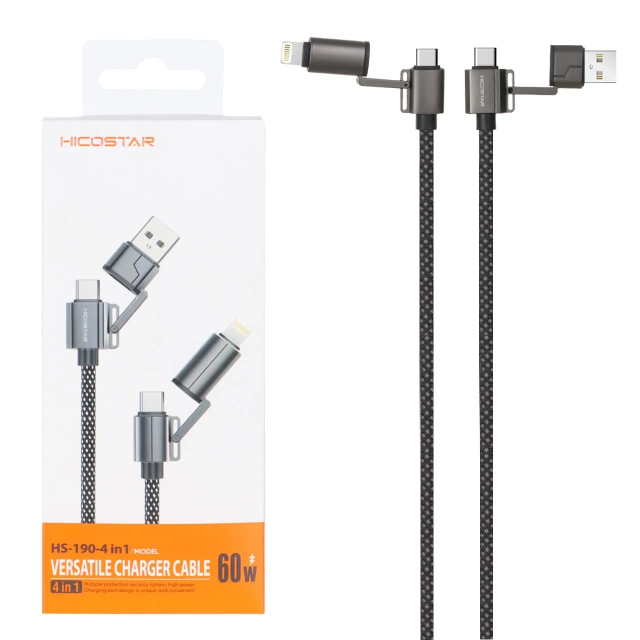 کابل شارژ فست چند کاره Hicostar مدل HS-190 60W – مشکی