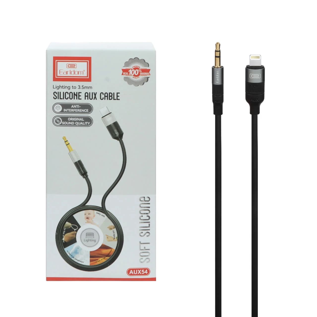 کابل تبدیل Earldom AUX TO Lightning مدل AUX54 – مشکی