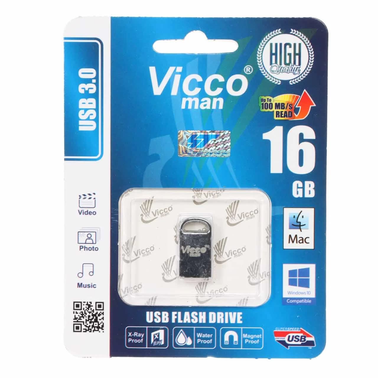نقره ای (گارانتی مادام‌العمر رایانه نوین سگال) Vicco man VC382 S USB3.0 Flash Memory – 16GB