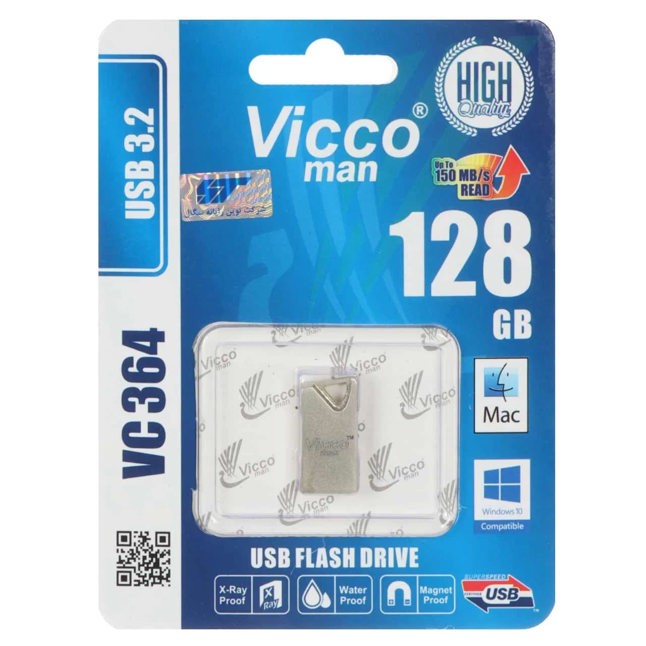 نقره ای Vicco man VC364 S USB3.2 Flash Memory – 128GB