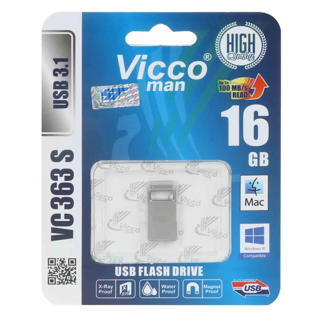 (گارانتی مادام‌العمر رایانه نوین سگال) نقره ای Vicco man VC363 S USB3.1 Flash Memory – 16GB