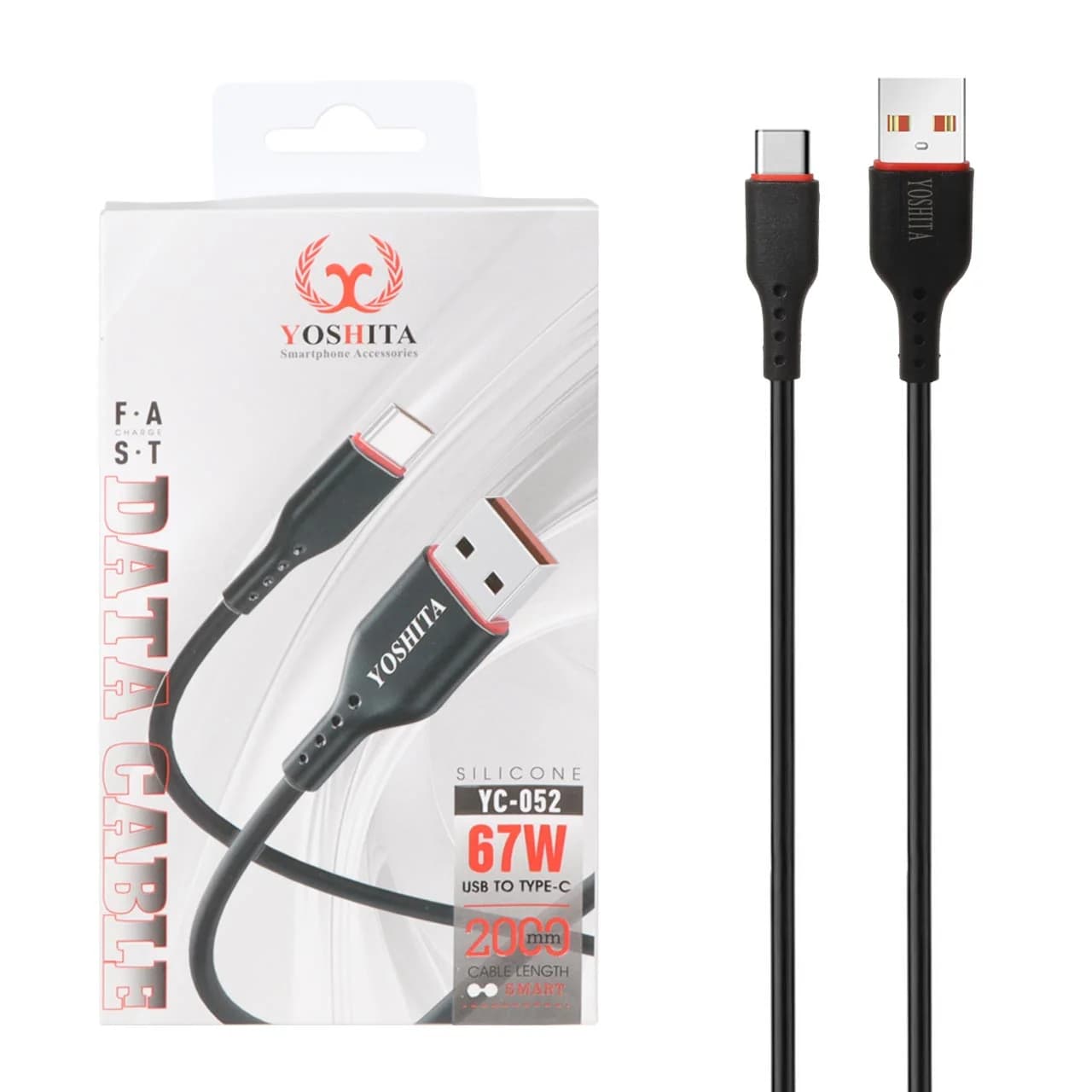 کابل شارژ فست 2 متری Yoshita Type-C مدل YC-052 67W – مشکی – MMS (گارانتی 6 ماهه YA)