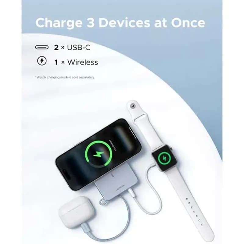پاوربانک یوگرین مدل MagFlow PB773 کد 65958 ظرفیت 10000 میلی‌ آمپر ساعت — تصویر ۲