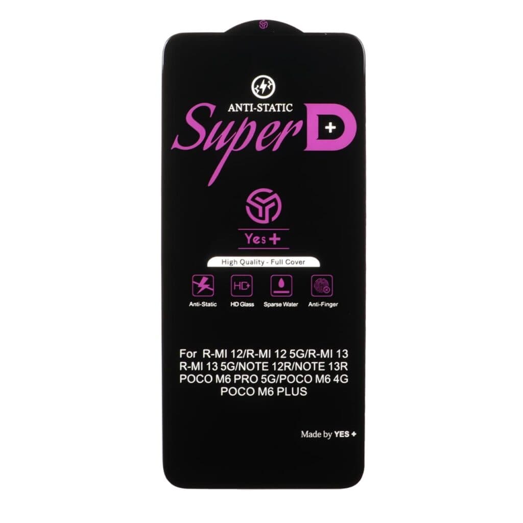محافظ صفحه نمایش شیشه ای Super D Anti Static Yes Plus مدل Xiaomi Redmi 12 / Redmi 13X / Redmi 13 4G / Poco M6 Pro 5G / Poco M6 4G — تصویر ۲