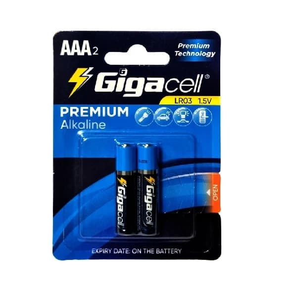 باتری نیم قلمی گیگاسل مدل Gigacell Premium Alkaline بسته 2 عددی