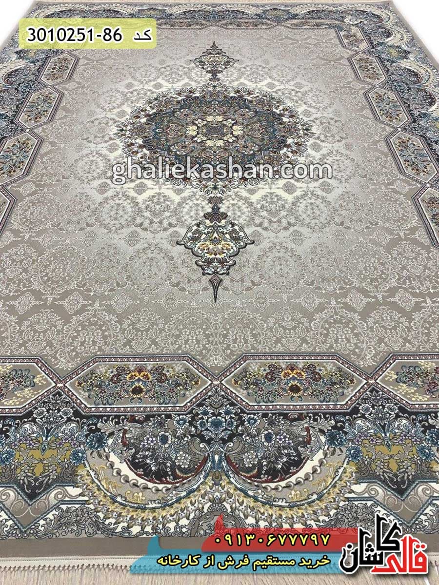 فرش 700 شانه طرح هالیدی زمینه ترمه ای کاشان — تصویر ۲