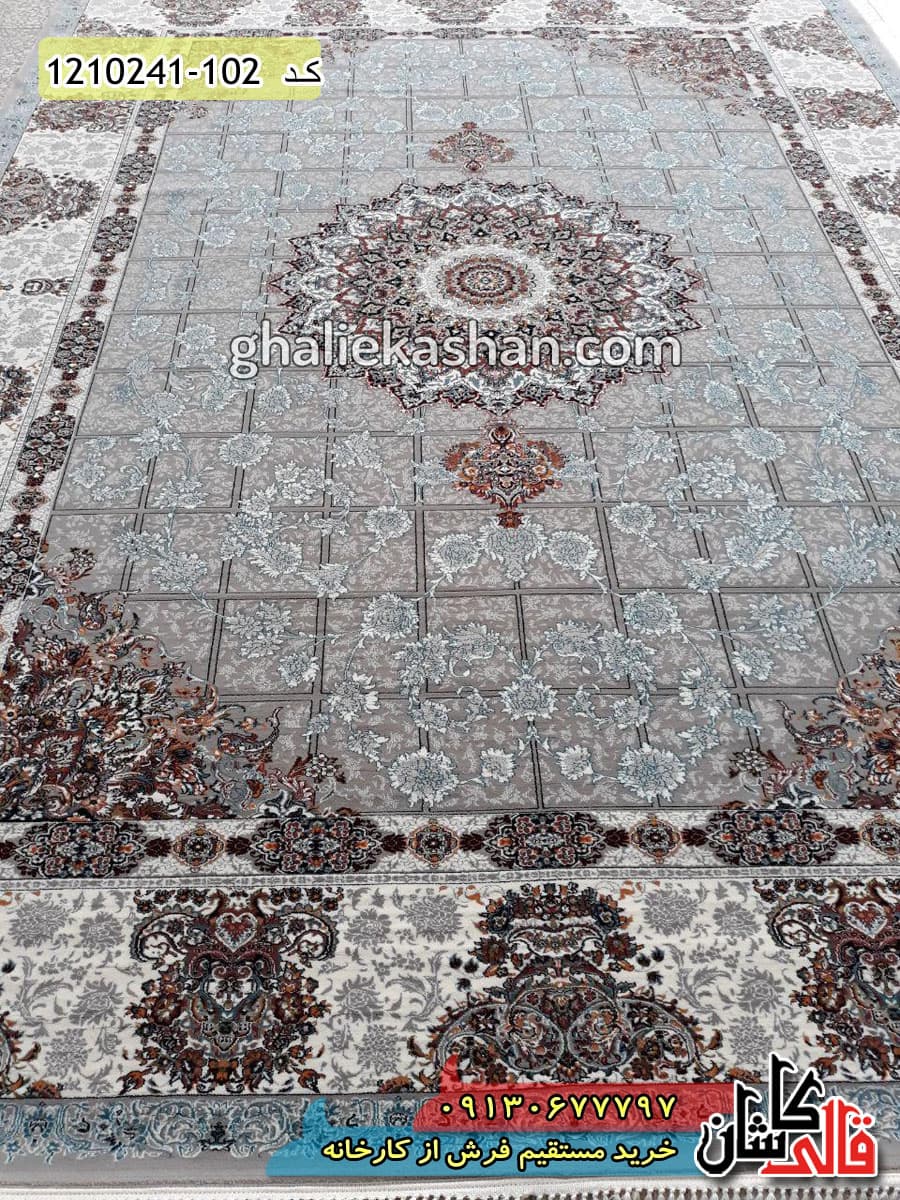 فرش طرح 700 شانه ( 500 شانه ) طرح ماهور زمینه فیلی کاشان — تصویر ۲