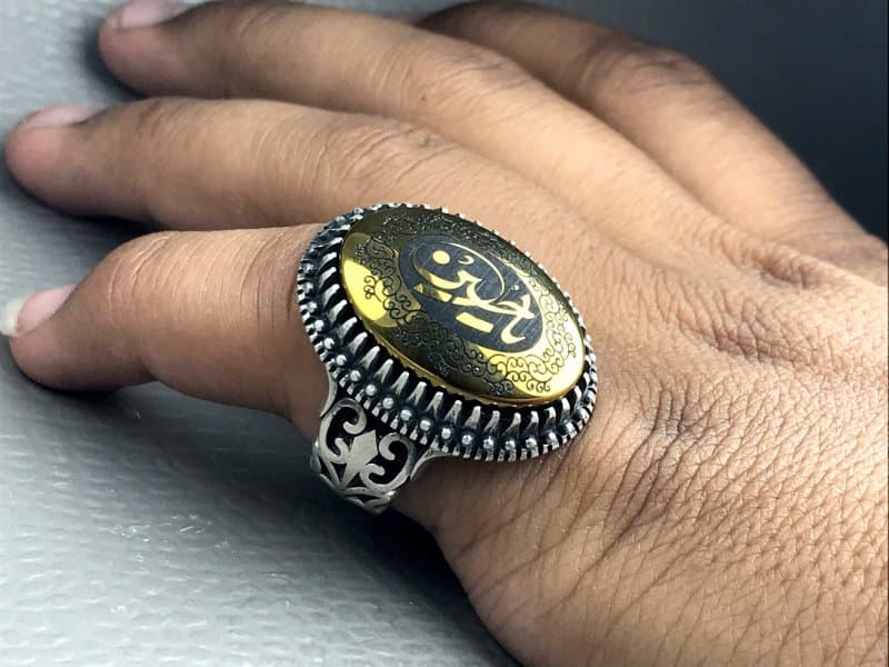 انگشتر نقره حدید خطی یا حسین — تصویر ۳