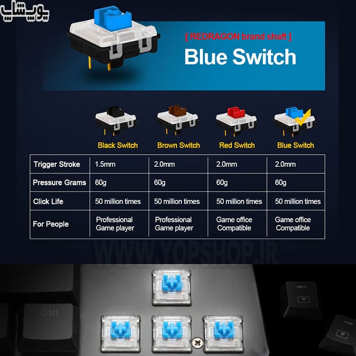 کیبورد گیمینگ بی سیم مکانیکال ردراگون مدل K607 APS Pro — تصویر ۴