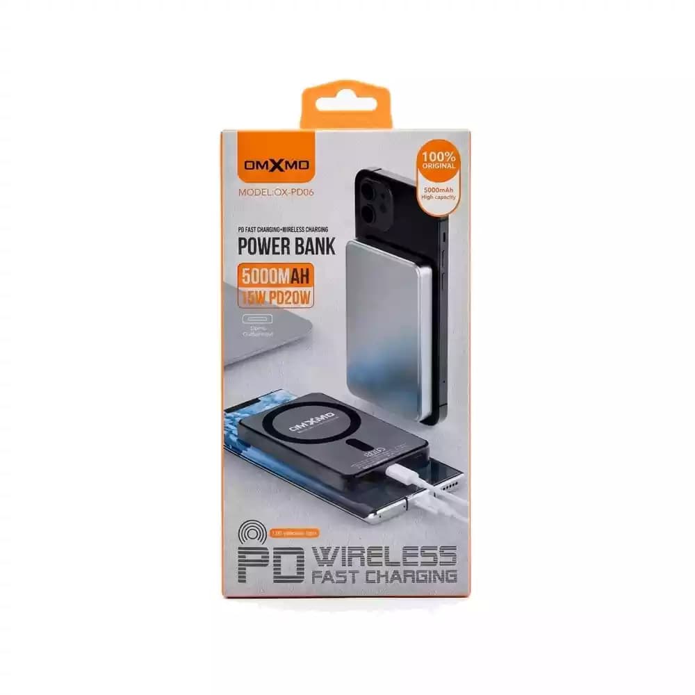 پاوربانک وایرلس مگنتی ۵۰۰۰ میلیآمپر OMXMO مدل OX-PD06 — تصویر ۲