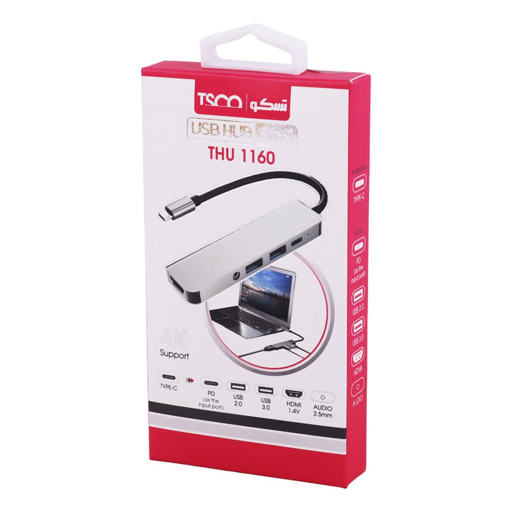 هاب 5 پورت تایپ سی تسکو مدل HUB TYPE-C TSCO THU 1160 — تصویر ۴