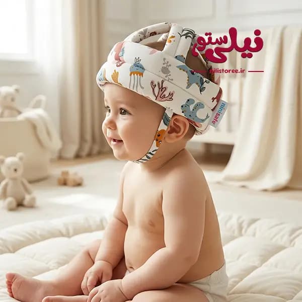 کلاه محافظ سر نوزاد طرح حیوانات دریا برند نینی سیف Nini safe