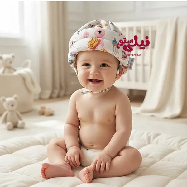 کلاه محافظ سر نوزاد طرح لاکپشت و ستاره برند نینی سیف Nini safe