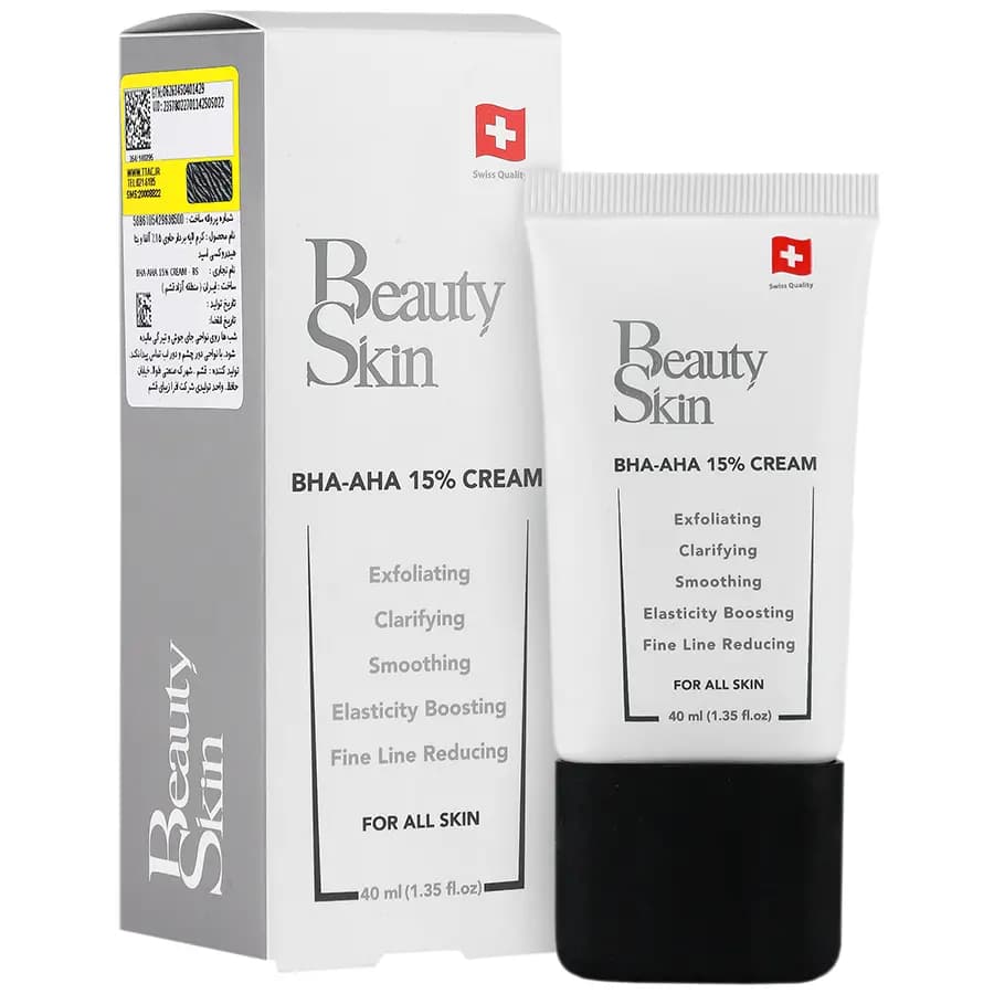 کرم لایه بردار آلفا و بتا هیدروکسی اسید ۱۵ درصد بیوتی اسکین ۴۰ میلی لیتر | BHA AHA 15 % exfoliating cream beauty skin 40ml