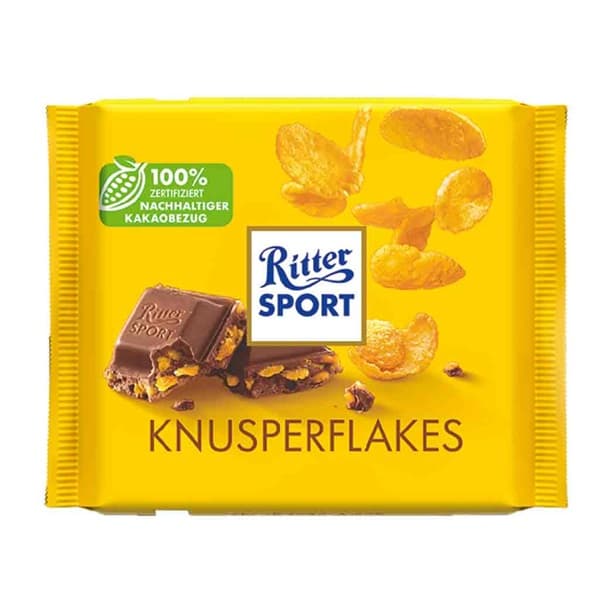 شکلات ریتر اسپرت با تکه های کورن فلکس ۱۰۰ گرمی | RITTER SPORT KNUSPERFLAKES Chocolate 100gr