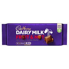 شکلات تخته ای کدبری دیری میلک بادام ۱۶۰ گرمی | Cadbury Dairy Milk Fruit & Nut Chocolate Bar 160gr