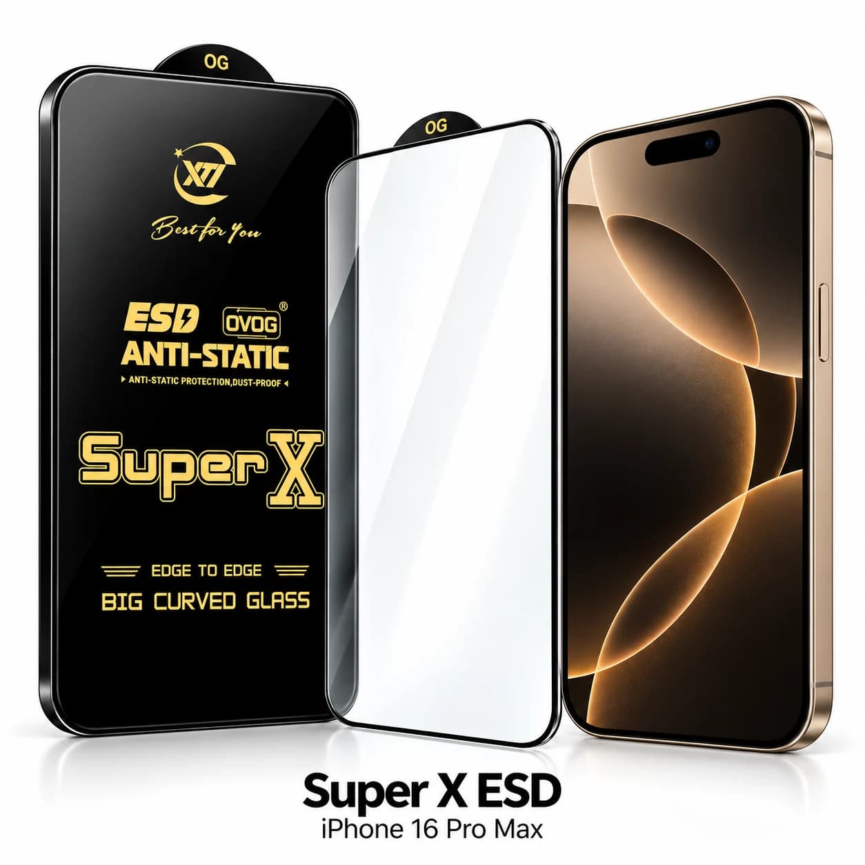 گلس آیفون 16 پرو مکس Super X آنتی‌استاتیک ESD – گلس شیشه ای آیفون 16 پرو مکس