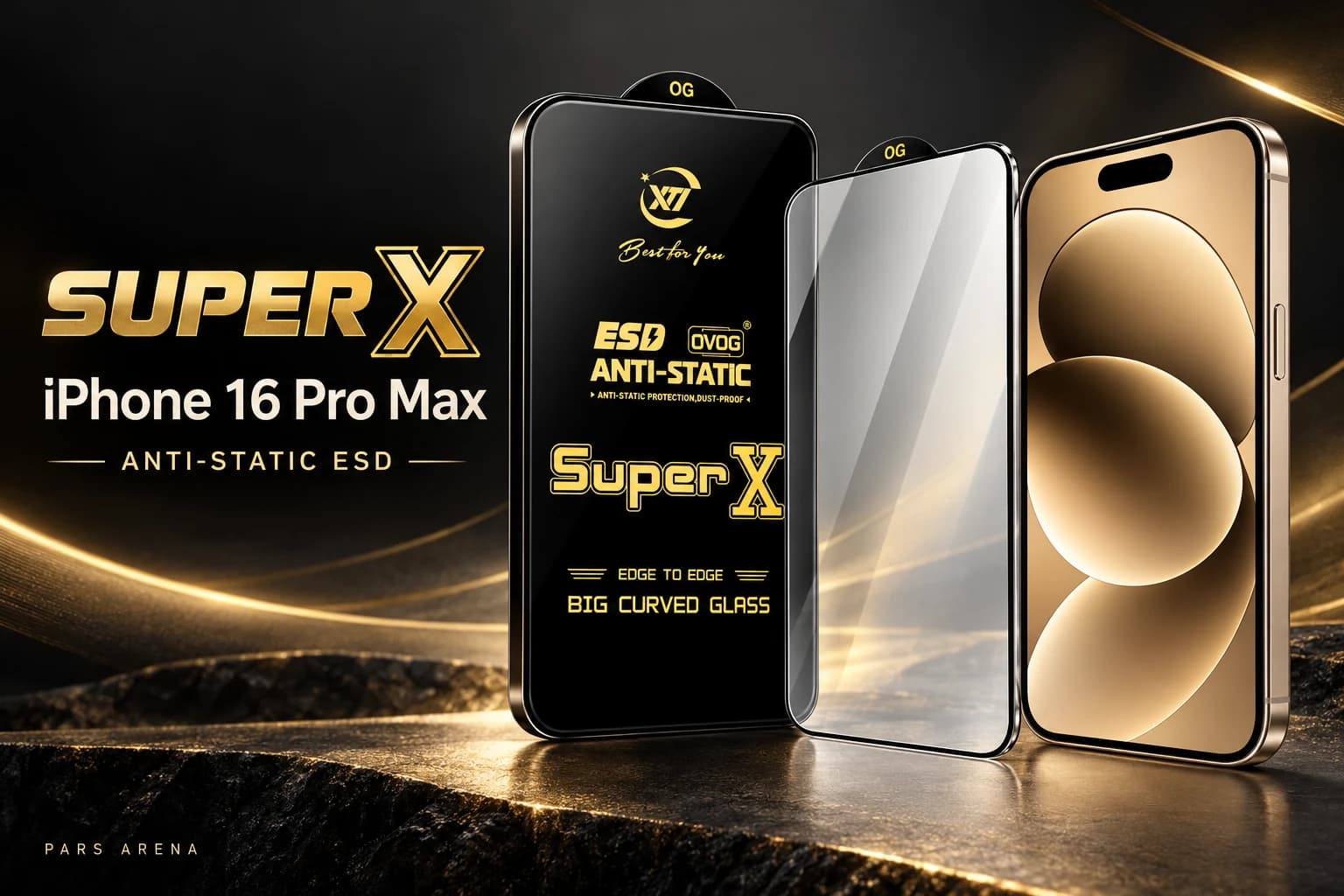 گلس آیفون 16 پرو مکس Super X آنتی‌استاتیک ESD – گلس شیشه ای آیفون 16 پرو مکس — تصویر ۲