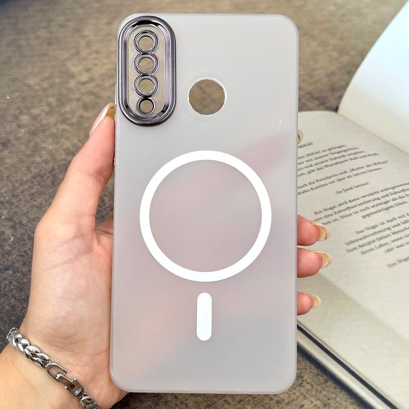 قاب گوشی Huawei P30 Lite هوآوی پشت مات طرح مگ سیف Magsafe محافظ لنز دار سفید کد 921335