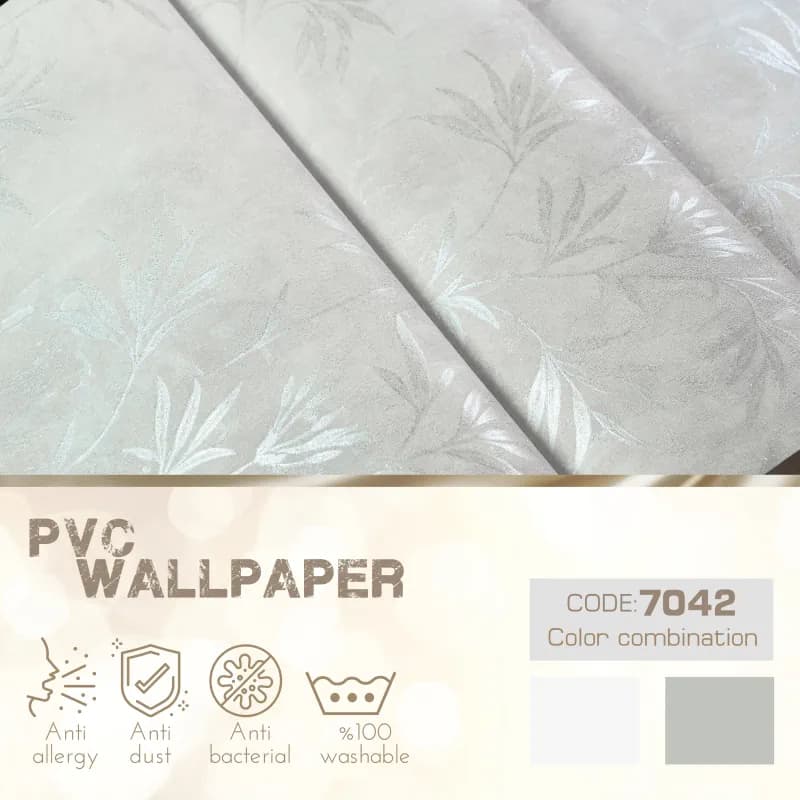 کاغذ دیواری پلوتونیوم طرح شاخ و برگ کد 7042 — تصویر ۴