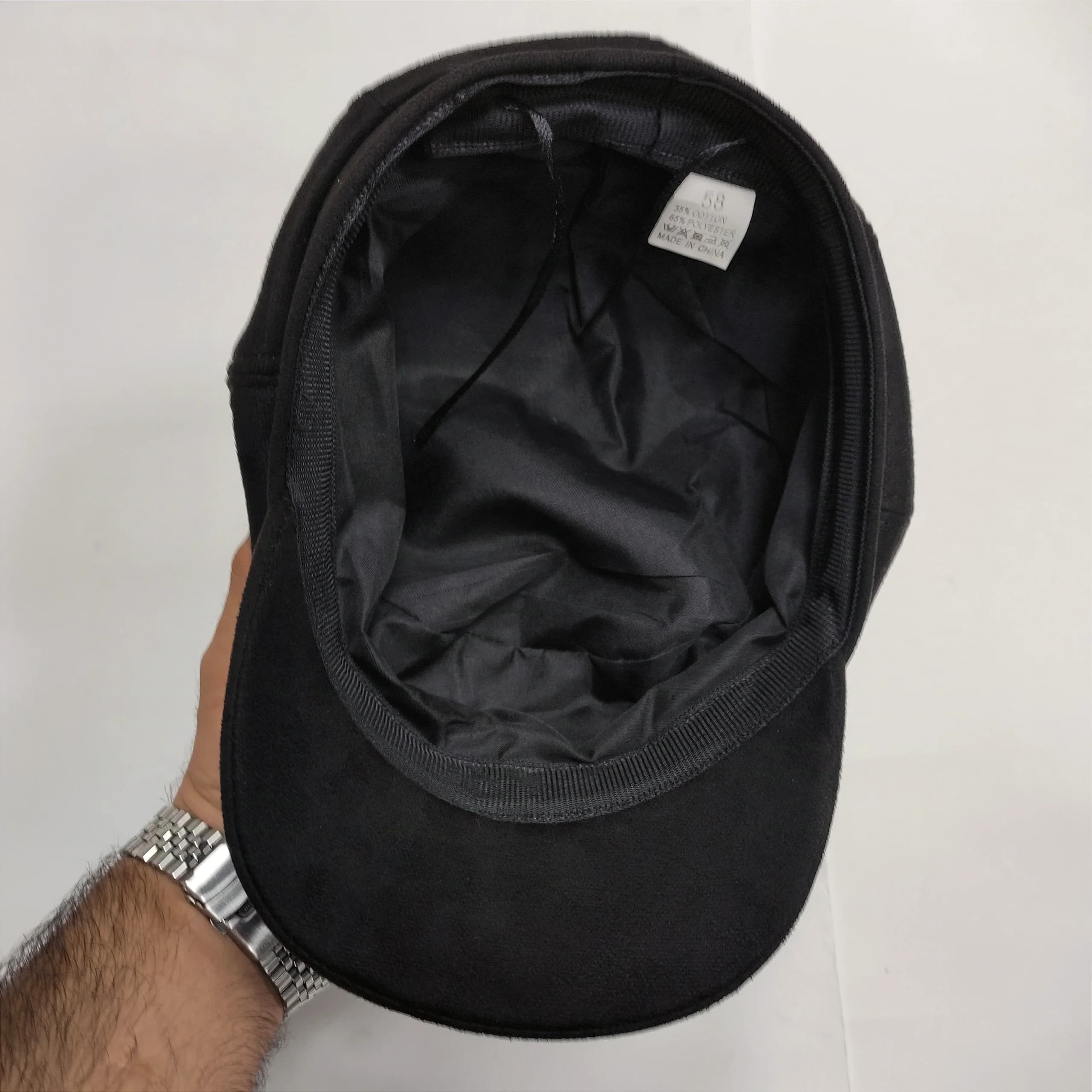 کلاه کاپیتانی ساده مشکی مخمل یونیسکس وارداتی اعلا — تصویر ۲