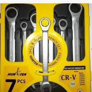 آچار 7 عددی یکسر تخت یکسر جغجغه ای هانتر مدل CR-V72T
