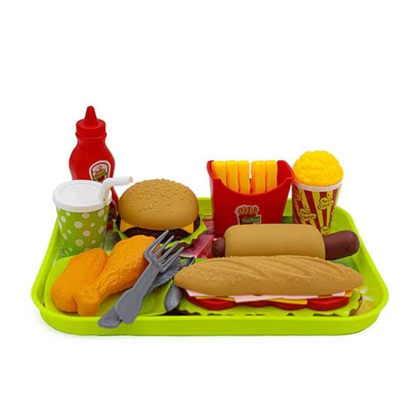 ست فست فود و سینی ساندویچ روی تویز مدل Tableware Food 8811