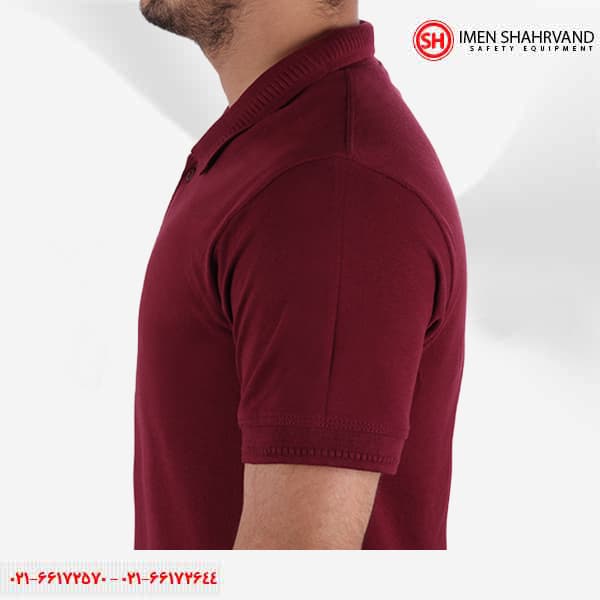 پولوشرت آستین کوتاه جودون زرشکی PC009 — تصویر ۲