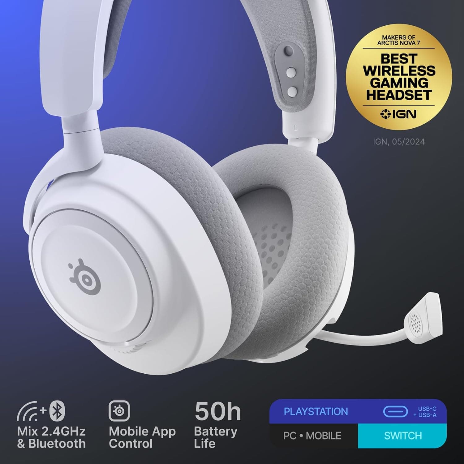 هدست گیمینگ استیل سریز SteelSeries Arctis Nova 7P Wireless Gen 2 – سفید — تصویر ۵