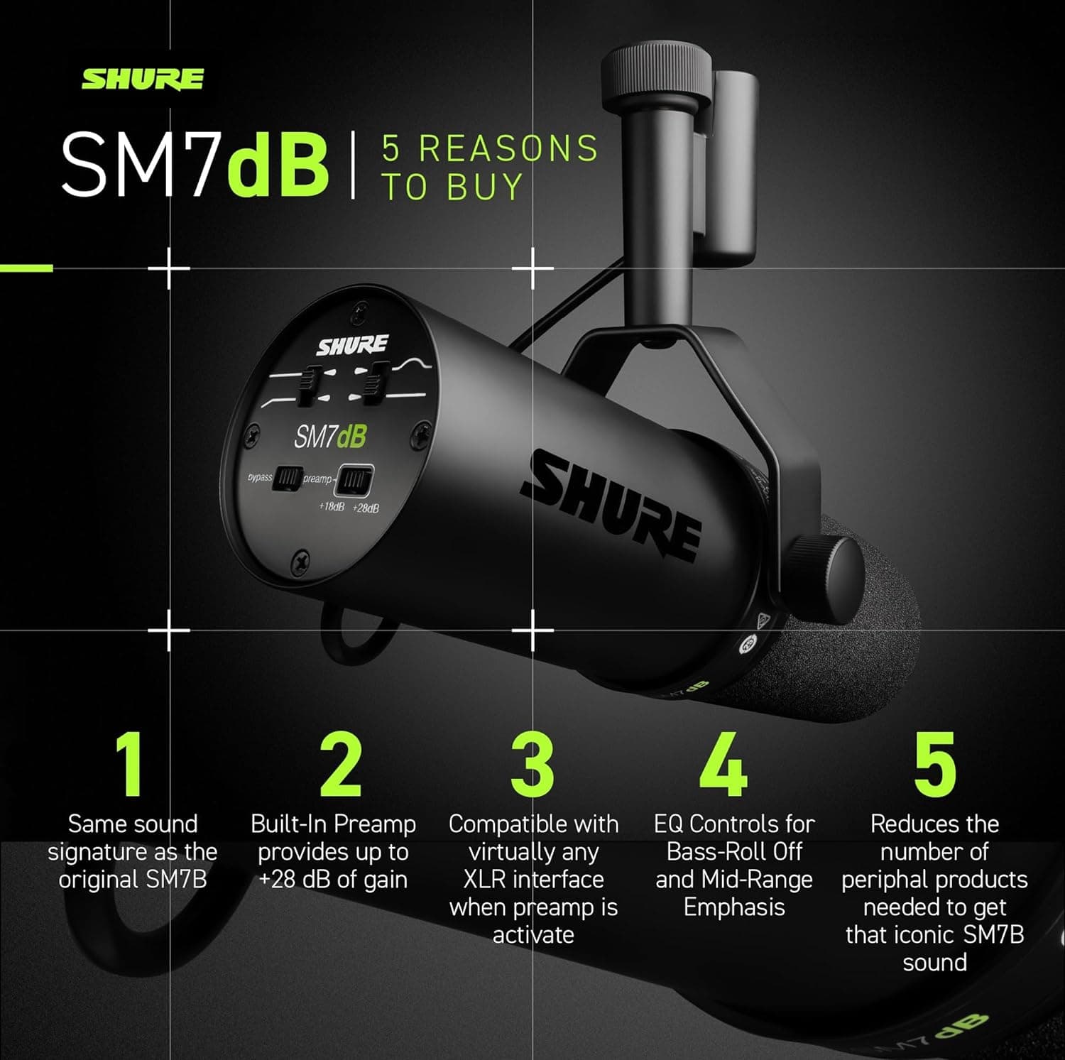 میکروفون شور Shure SM7dB Preamp — تصویر ۲