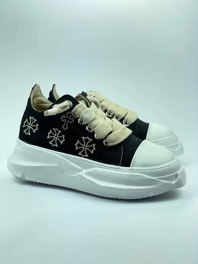 ونس ریک اونز RICK OWENS کد 3007 گلدوزی پارچه جودون مشکی گلدوزی کرم — تصویر ۵