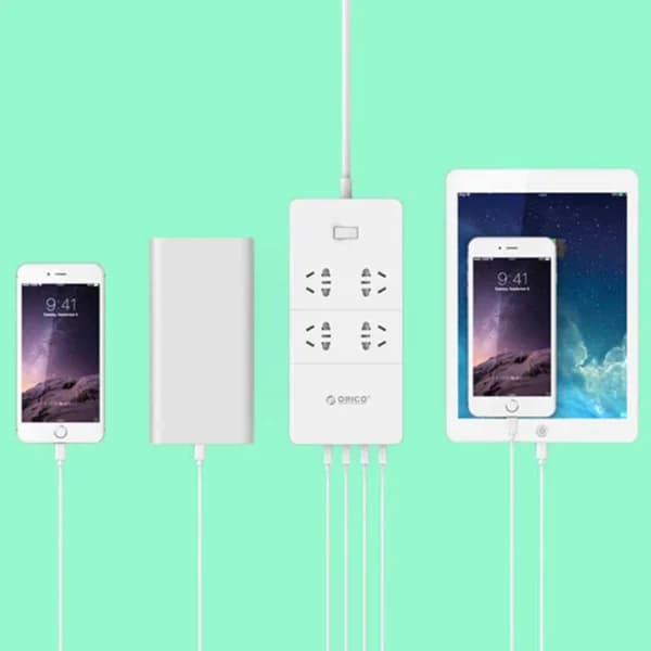 چند راهی 4 خانه اوریکو HPC-4A5U-V1 با کابل 1.5 متری + شارژر USB — تصویر ۲