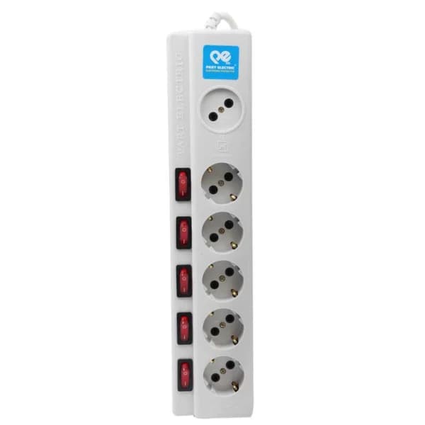 چند راهی 5+1 خانه فیوز دار پارت الکتریک PE2162 با کابل 5 متری