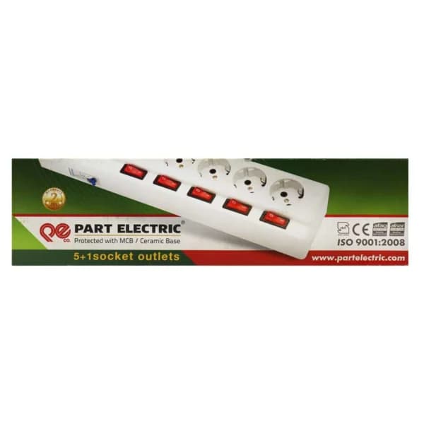 چند راهی 5+1 خانه فیوز دار پارت الکتریک PE2162 با کابل 5 متری — تصویر ۲