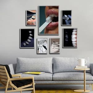 تابلو بکلیت طرح دندانپزشکی مدل SI-4096 فریم نقره ای مجموعه 7 عددی