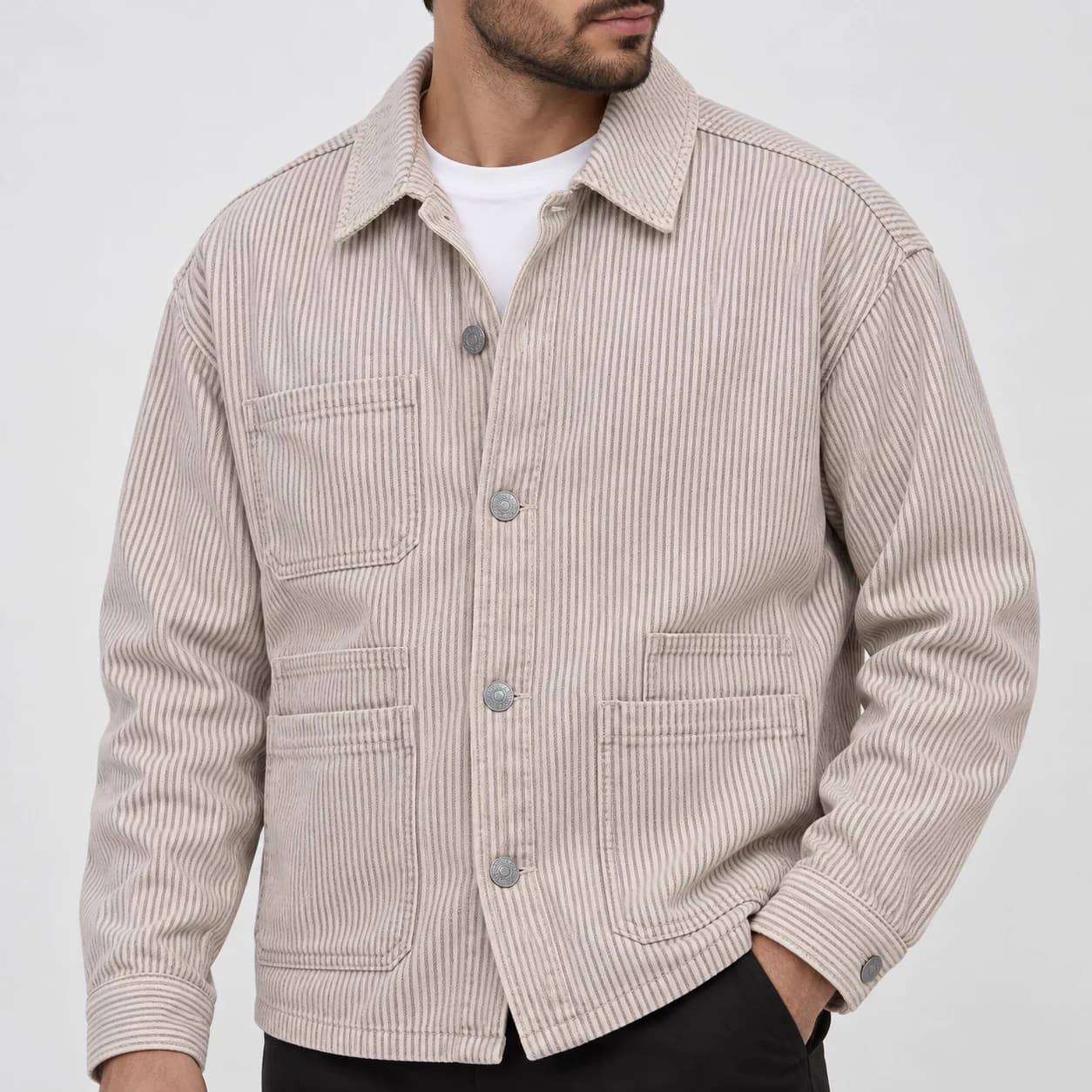 کت کتان جین راه راه zara