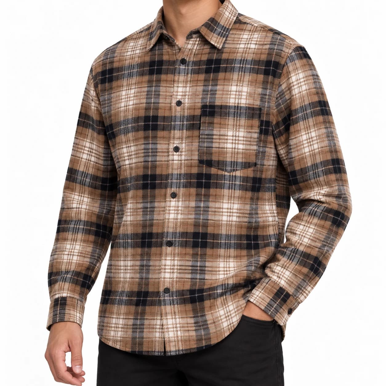 پیراهن پشمی مردانه چهارخانه وارداتی برند اچ اند ام H&M- کد۰۹