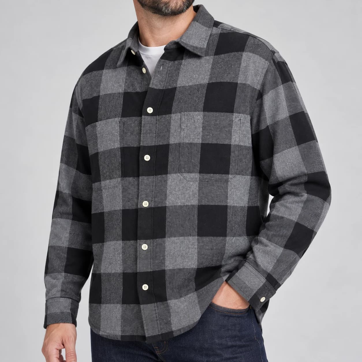 پیراهن پشمی مردانه چهارخانه وارداتی برند اچ اند ام H&M-کد۳۴