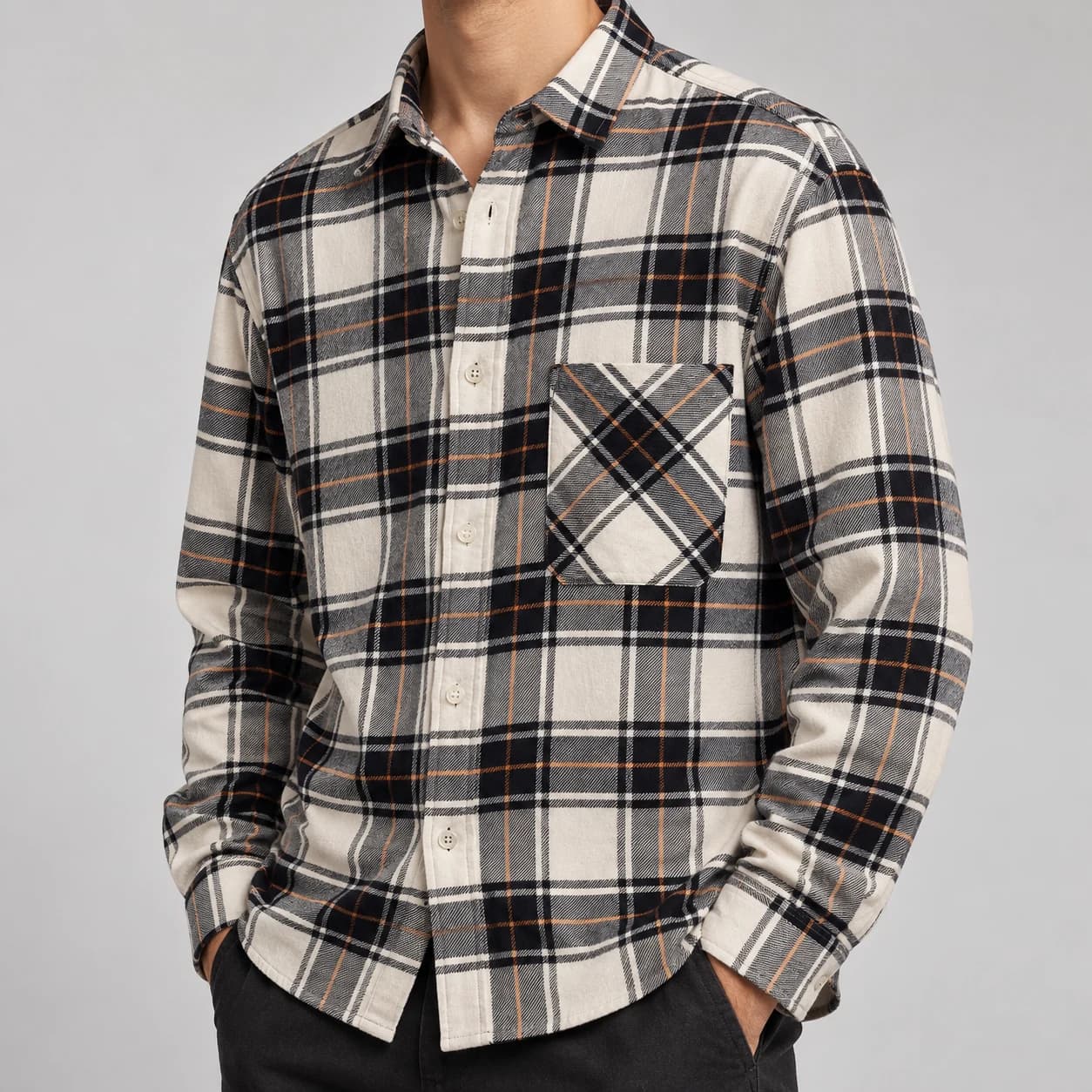 پیراهن پشمی مردانه چهارخانه وارداتی برند اچ اند ام H&M – کد۰۵