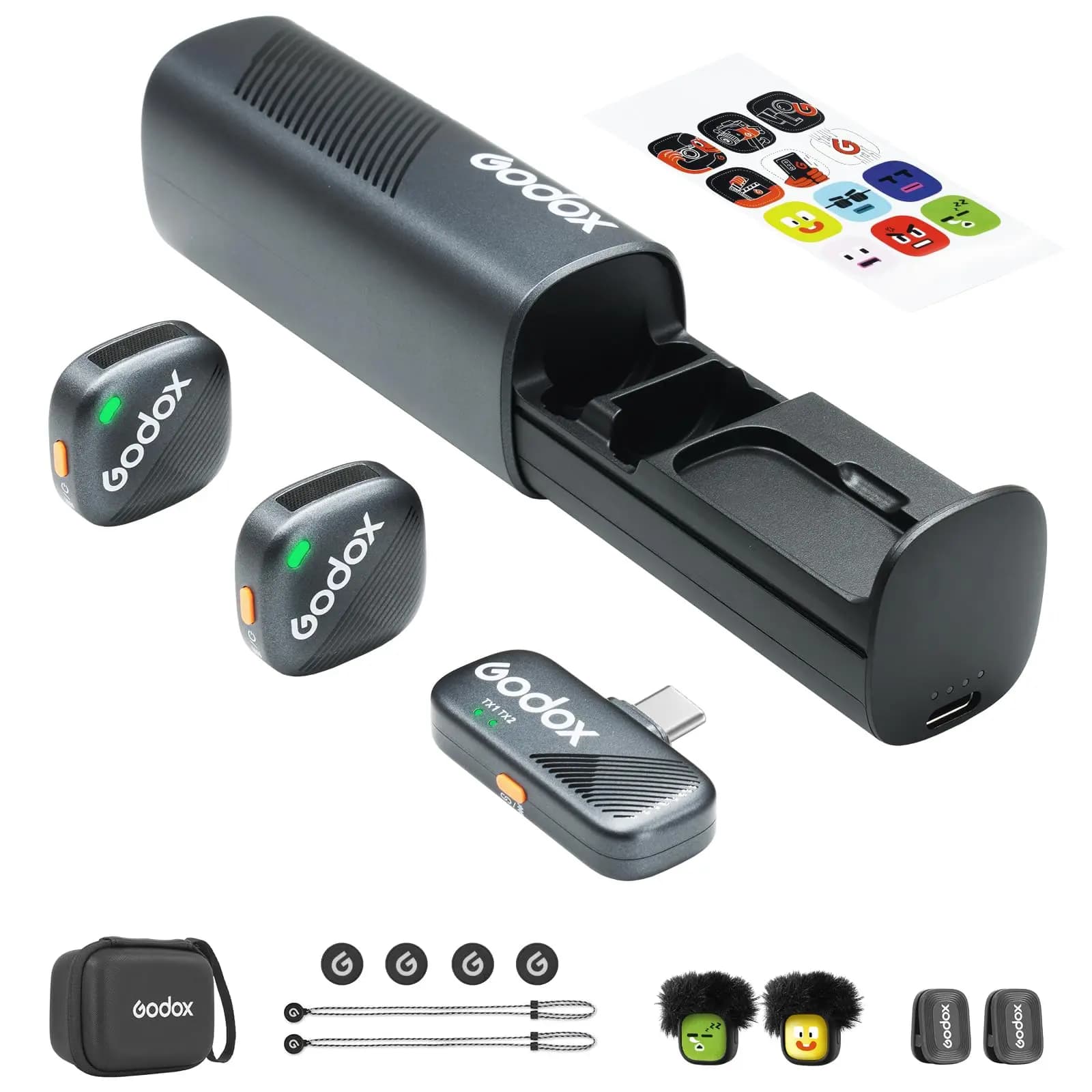 میکروفن یقه ای بیسیم گودکس Godox Cube-S 2-Person دو نفره با کانکتور USB-C — تصویر ۵