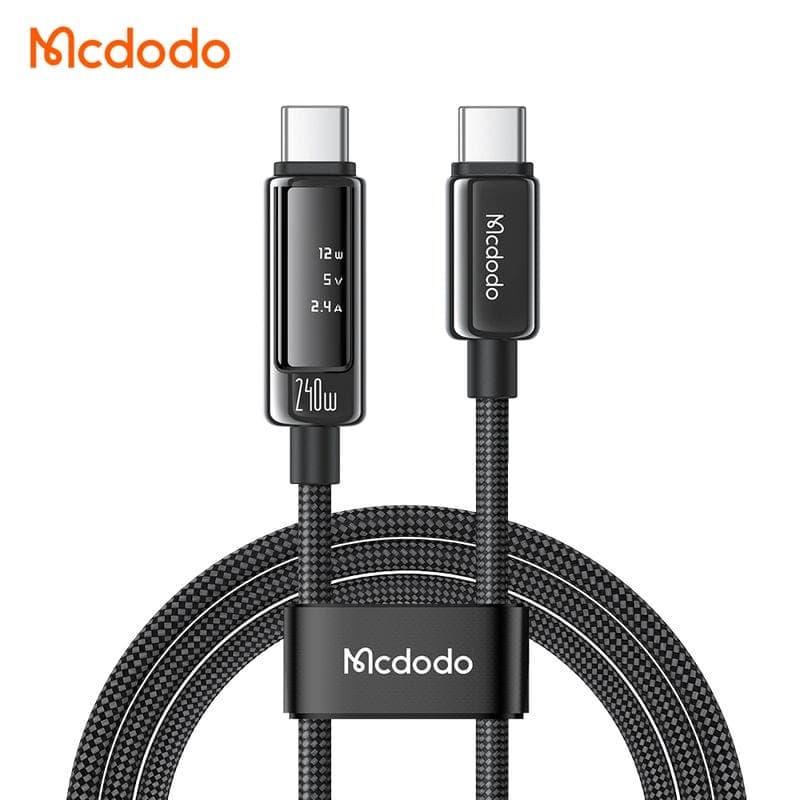 کابل شارژ و دیتا 240وات تایپ سی به تایپ سی مک دودو مدل MCDODO CA-8900 نمایشگر دیجیتال طول 1.2متر