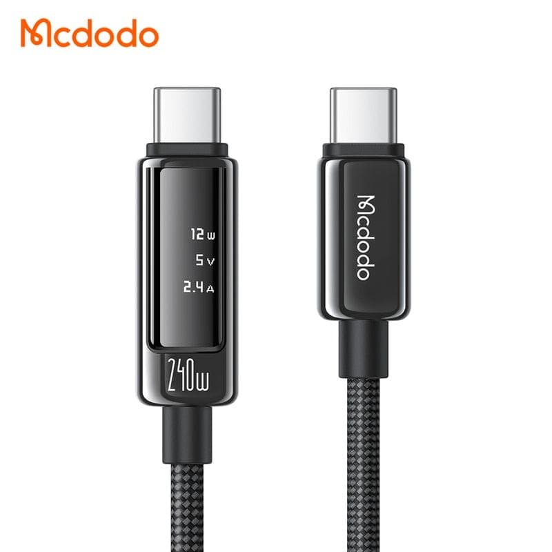 کابل شارژ و دیتا 240وات تایپ سی به تایپ سی مک دودو مدل MCDODO CA-8900 نمایشگر دیجیتال طول 1.2متر — تصویر ۸
