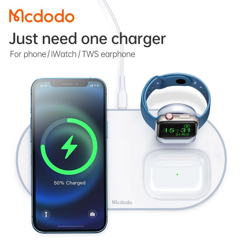 شارژر وایرلس 3 کاره مک دودو مدل MCDODO CH-706 بهمراه کابل شارژ — تصویر ۳