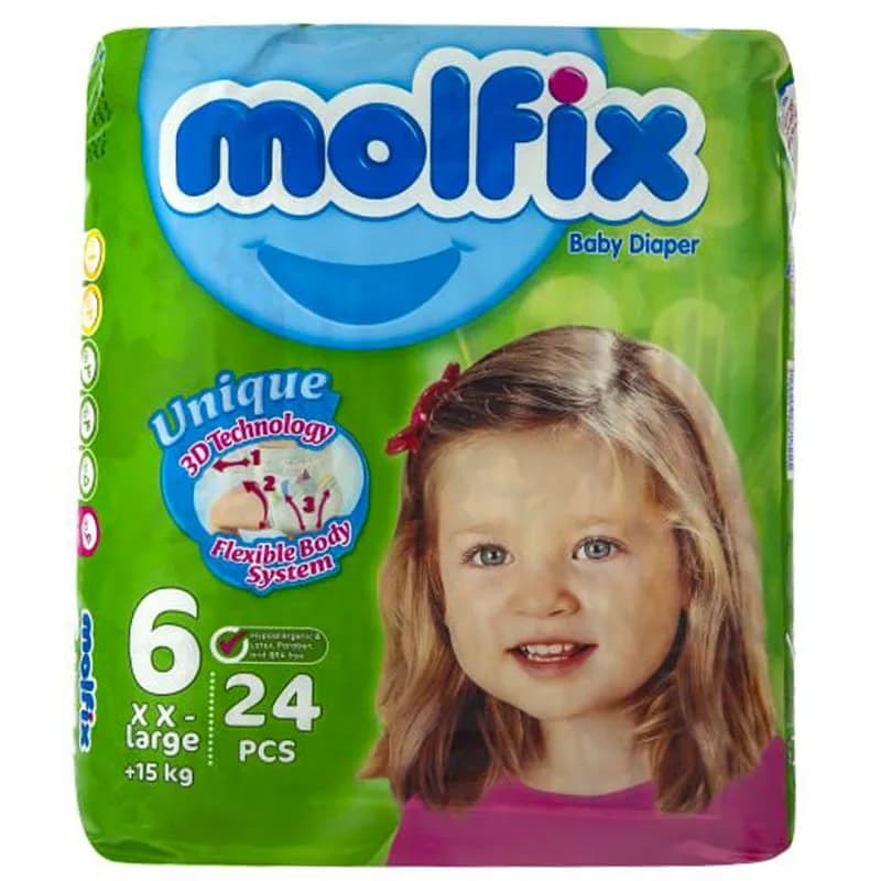 پوشک مولفیکس نوزادی 24 عددي سایز 6 Molfix