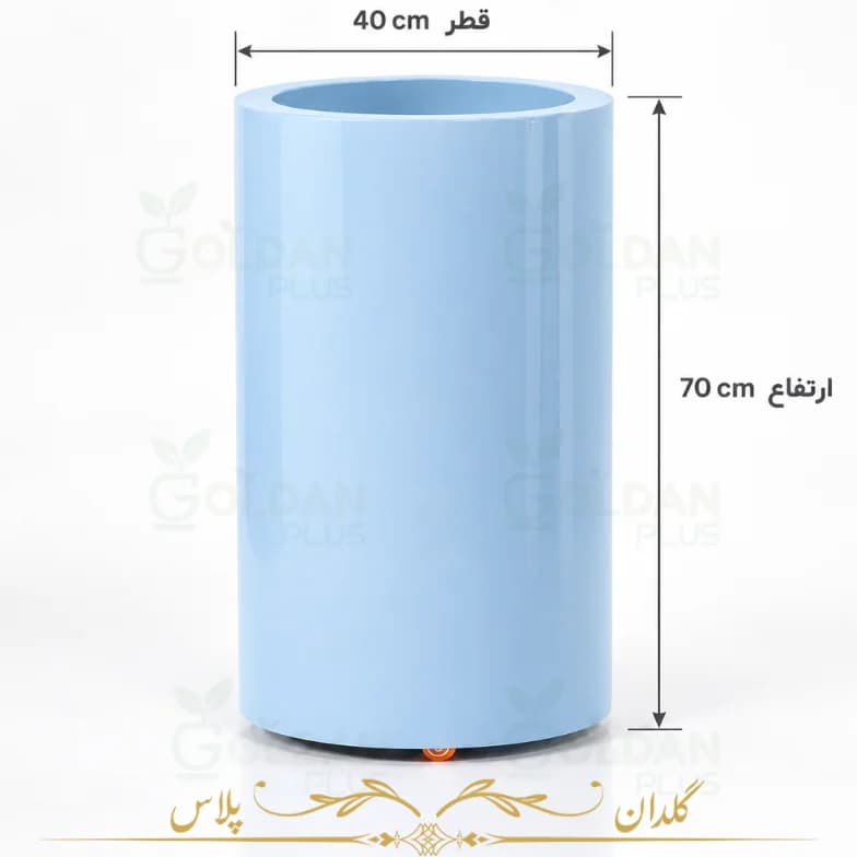 گلدان فلزی استوانهای گالوانیزه بلند ۴۰×۷۰ چرخدار