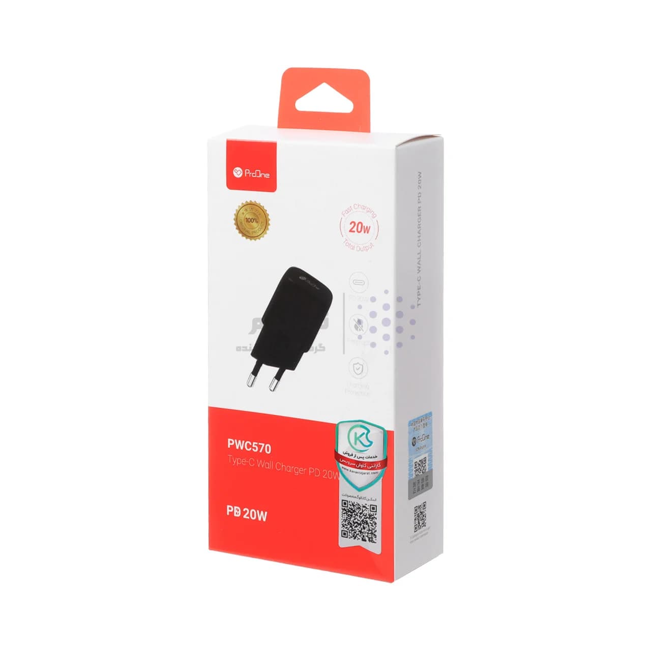 شارژر دیواری 20 وات فست و PD تک پورت Type-C ProOne مدل PWC570 – مشکی (مناسب ایفون) — تصویر ۴