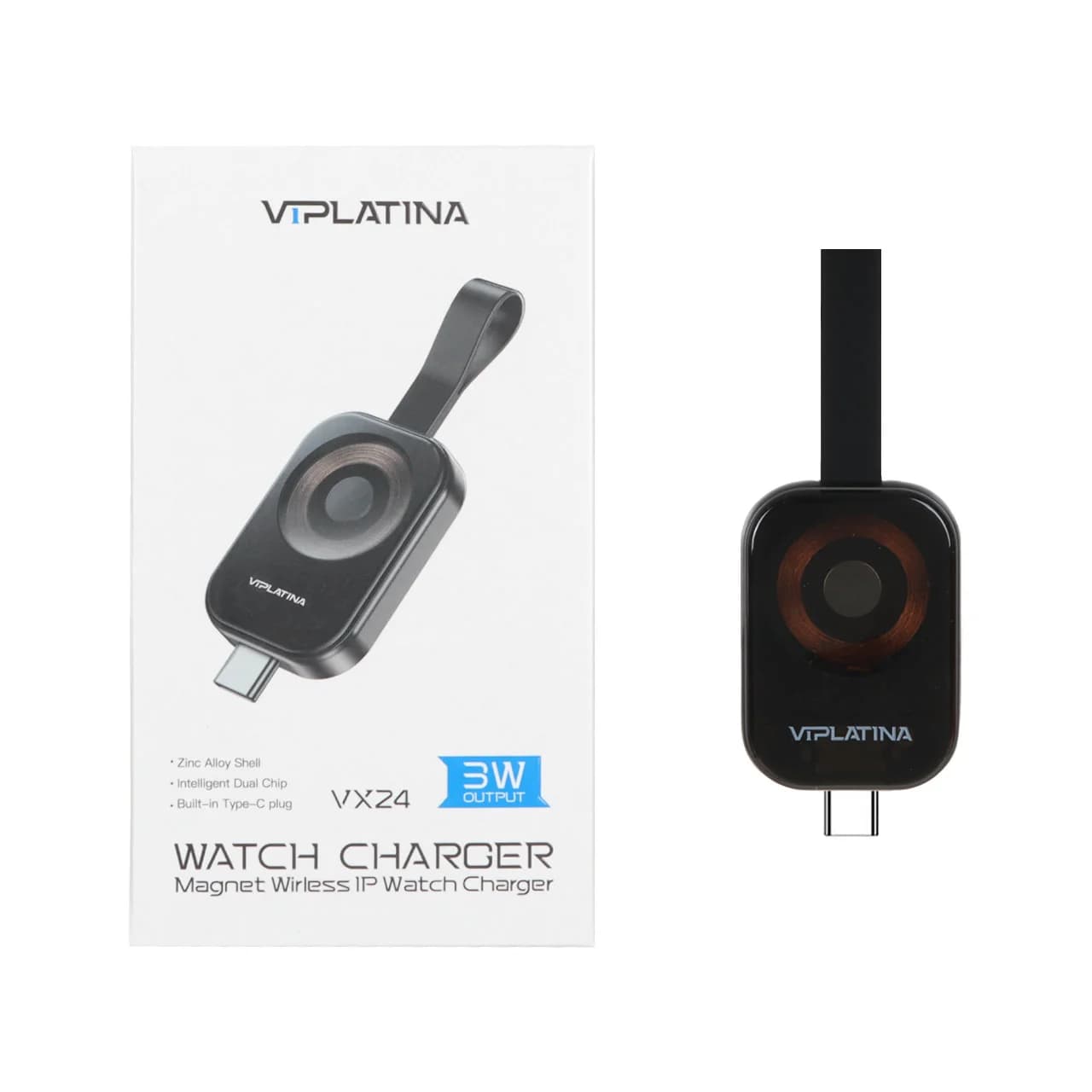شارژر وایرلس ساعت هوشمند اپل VIPLATINA مدل VX24 3W – مشکی (گارانتی 18 ماه تعویض نیکان همراه)