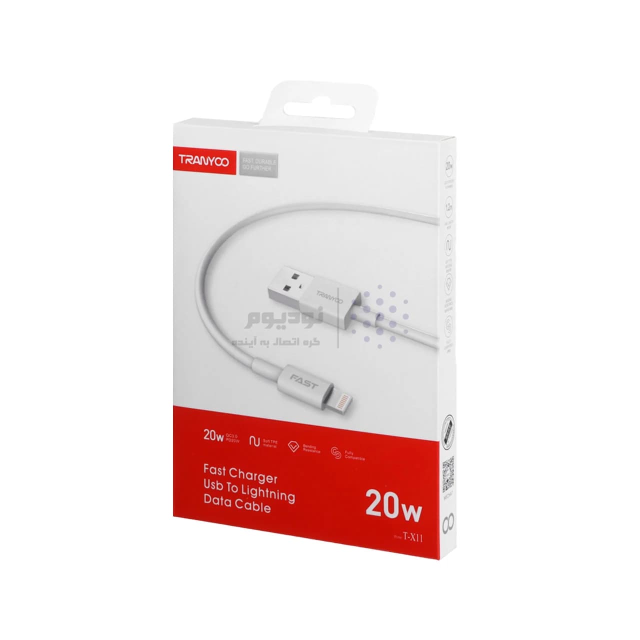 کابل شارژ فست 1.2 متری آیفون TRANYOO مدل T-X11 – سفید (پک جدید) MN — تصویر ۴
