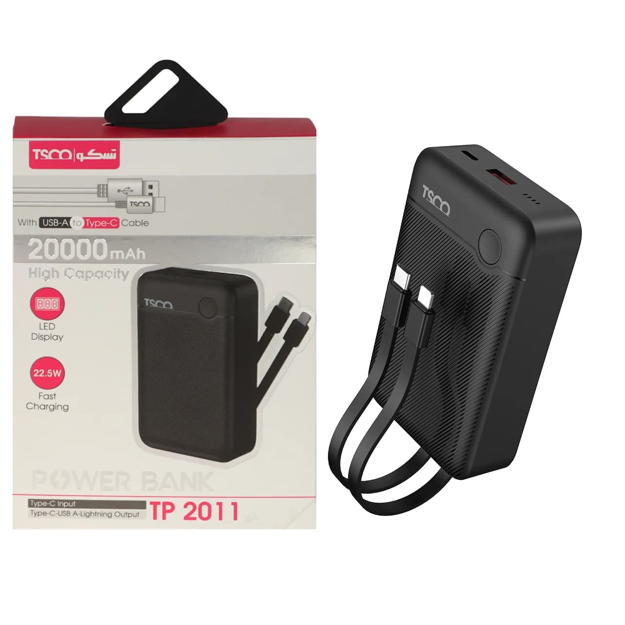 پاوربانک فست شارژ TSCO 20000mAh مدل TP 2011 22.5W – مشکی (گارانتی 12 ماهه TSCO)